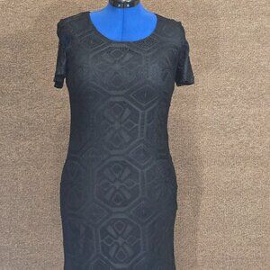 Harlow Vintage Black lace Fringe Trimmed Dress in size 8